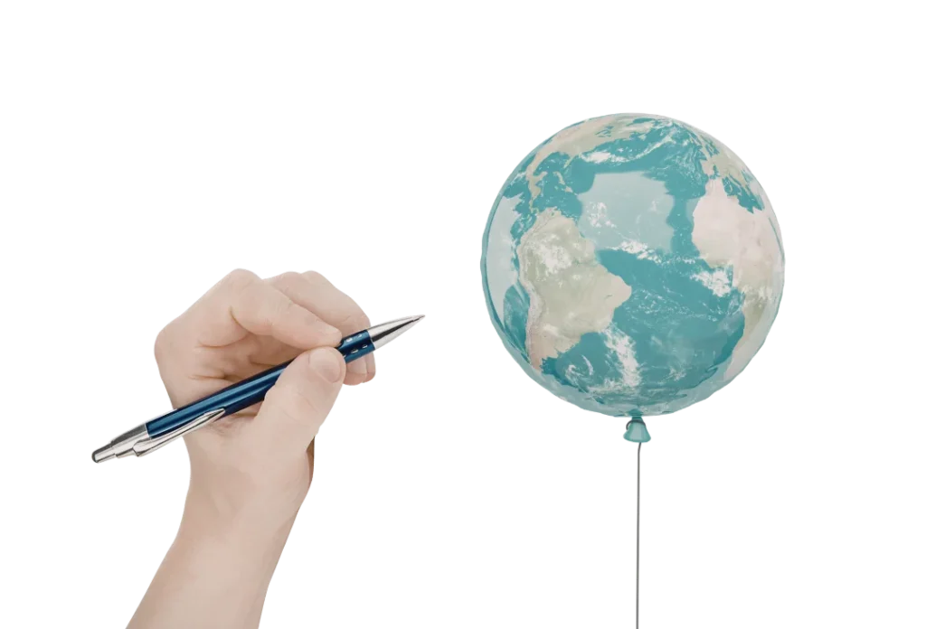 象徵全球觀的地球氣球示意圖